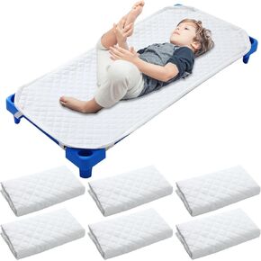 Chunful 6 Pack Daycare Cot Sheets, Padded Pre School Cot Sheet 51 x 23 in Cots Cover for Toddler, Thicker Standard Size Kids Nap Sheets with Extra Padding, Elastic Straps, Name Tag, Boys Girls in Saudi Arabia