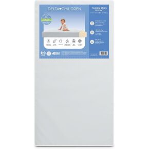 Delta Children Twinkle Stars Limited Premium Recycled Fiber Core Crib and Toddler Mattress - Waterproof Cover - GREENGUARD Gold Certified - Trusted 7 Year Warranty - Made in USA