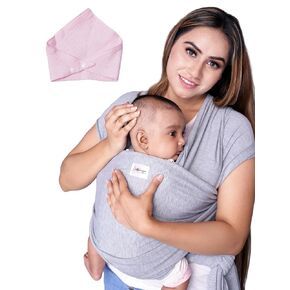 Luminoza Baby wrap Carrier Stretchy Newborn to Toddler 7-35 lbs Hands Free Breathable Light Weight Infant Baby Sling Easy to wear Soft Baby Carrier with Baby bib