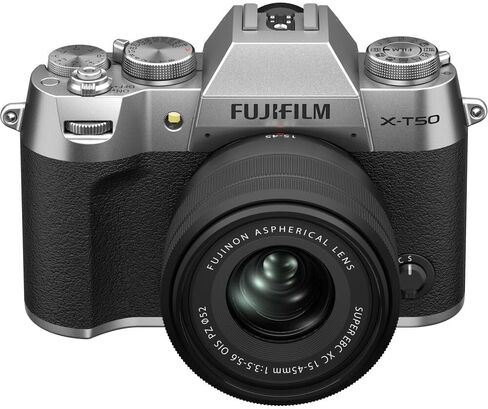 كاميرا Fujifilm X-T50 الرقمية بدون مرآة XC15-45mmF3.5-5.6 مجموعة عدسات OIS PZ مع بطاقة ذاكرة SF-M Tough UHS-II سعة 64 جيجابايت + مجموعة مرشح Mc Pro + حقيبة Camara + المزيد من الملحقات - فضي فحمي in Saudi Arabia