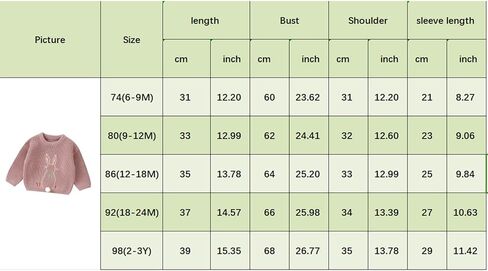 Toddler Baby Girls Easter Outfit Long Sleeve Bunny Embroidery Crewneck Sweater Infant Baby Girl Cute Knitted Top in Kuwait