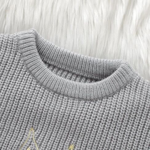 Toddler Baby Girls Easter Outfit Long Sleeve Bunny Embroidery Crewneck Sweater Infant Baby Girl Cute Knitted Top in Kuwait