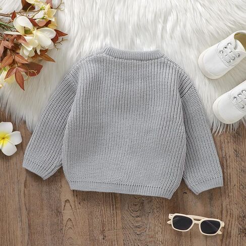 Toddler Baby Girls Easter Outfit Long Sleeve Bunny Embroidery Crewneck Sweater Infant Baby Girl Cute Knitted Top in Kuwait