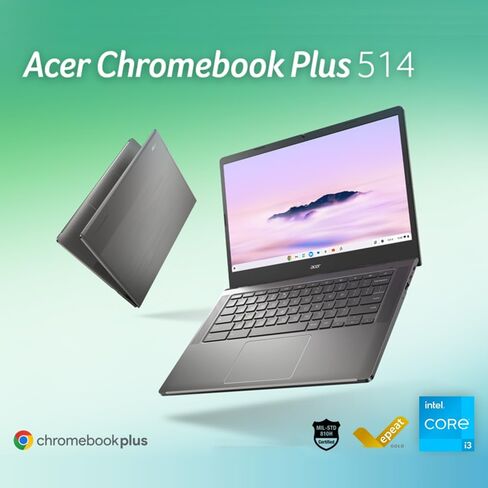 كمبيوتر محمول Acer Chromebook Plus 514 مع Google AI - شاشة 14 بوصة عالية الدقة 1920 × 1080 IPS | Intel Core i3-N305 | 8 جيجابايت LPDDR5 | 128 جيجابايت SSD | Wi-Fi 6E | كاميرا FHD | نظام التشغيل Chrome | CB514-4H-38JA in Saudi Arabia