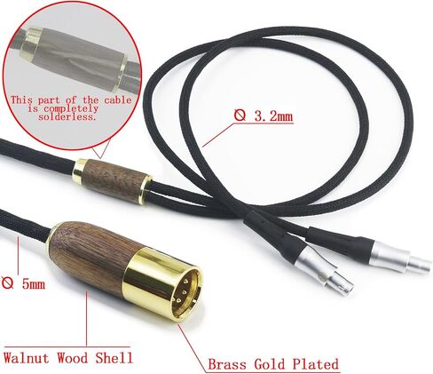 NewFantasia 4-pin XLR Balanced Cable Compatible with Sennheiser HD800, HD800S, HD820 Headphones Upgrade Replacement Audio Cable 6N OCC Copper Silver Plated Cord Walnut Wood Shell in Saudi Arabia