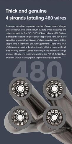 FiiO LC-RC Earphones/Headphone Upgrade Cable High-Purity Silver-Plated Monocrystalline Copper (LC-RC 2024) in Saudi Arabia