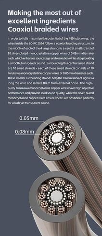 FiiO LC-RC Earphones/Headphone Upgrade Cable High-Purity Silver-Plated Monocrystalline Copper (LC-RC 2024) in Saudi Arabia