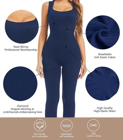 Sliot Unitard Jumpsuits for Women Tummy Control Long Bodysuits for Women Full Length Yoga Full Body Suit Compression Jumpsuit in Kuwait