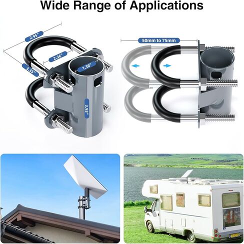 Starlink Mount Kit, Starlink Mounting Pole for Starlink Internet Kit Satellite, U-Bolt Pipe Adapter for Starlink V2 Portable Starlink Mounting Bracket Stand for Roof, Camping, RV Travel, Yacht in Kuwait
