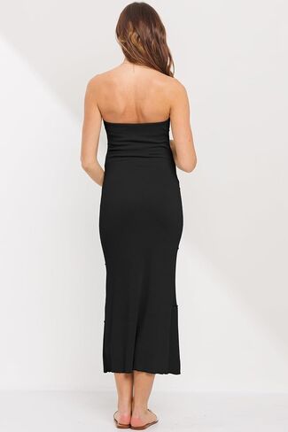 Womens Ribbed Strapless Tube Maxi Maternity Dress in Kuwait