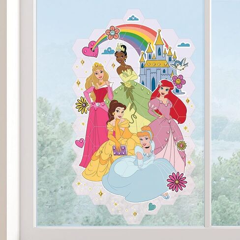 Disney Window Art Mosaic - Bundle with 2 Disney Window Puzzle Art Sets Featuring Mickey Mouse and Disney Princesses Including Window Clings, Stickers, More | Disney Window Cling Puzzle in Saudi Arabia