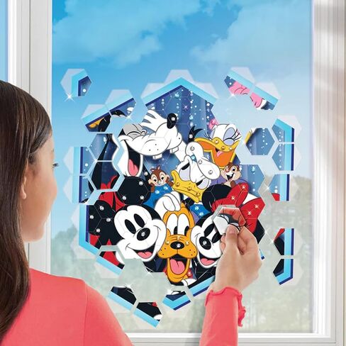 Disney Window Art Mosaic - Bundle with 2 Disney Window Puzzle Art Sets Featuring Mickey Mouse and Disney Princesses Including Window Clings, Stickers, More | Disney Window Cling Puzzle in Saudi Arabia