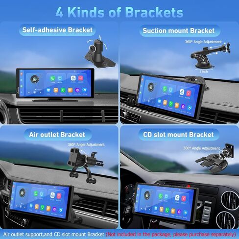 شاشة Carplay 2024 CARPURIDE مقاس 9.3 بوصة للسيارة، متوافقة مع Apple CarPlay اللاسلكي/السلكي، Android Auto وMirror Link - صوت بلوتوث، الملاحة، Siri، FM، AUX، C92 مع كاميرا احتياطية in Kuwait