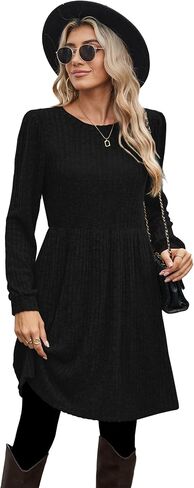 OFEEFAN Womens Fall Dress Crew Neck Long Sleeve Knit Winter Sweater Dresses 2024 in Saudi Arabia