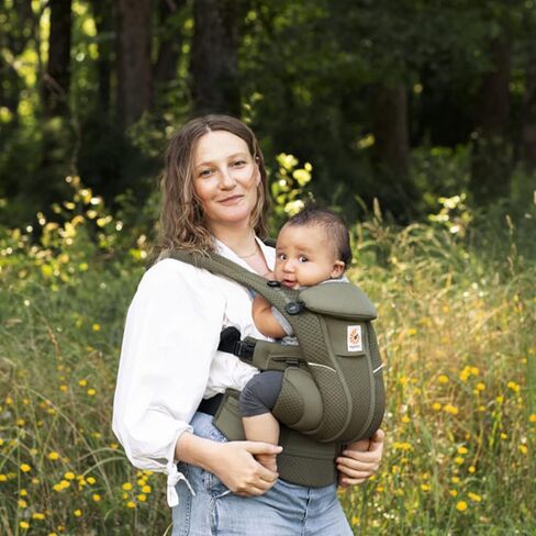 Ergobaby All Carry Positions Breathable Mesh Baby Carrier with Enhanced Lumbar Support & Airflow (7-45 Lb), Omni Breeze, Olive Green in Saudi Arabia