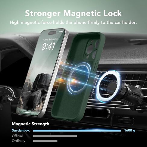Magnetic for iPhone 13 Pro Case, Compatible with MagSafe, [Full Camera Protection][2 Screen Protectors] Silicone Shockproof Protective Phone Case for iPhone 13 Pro 6.1", Calke Green in Saudi Arabia
