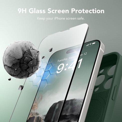 Magnetic for iPhone 13 Pro Case, Compatible with MagSafe, [Full Camera Protection][2 Screen Protectors] Silicone Shockproof Protective Phone Case for iPhone 13 Pro 6.1", Calke Green in Saudi Arabia