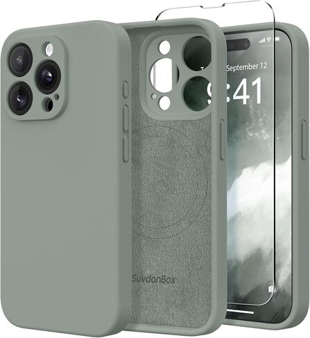 Magnetic for iPhone 13 Pro Case, Compatible with MagSafe, [Full Camera Protection][2 Screen Protectors] Silicone Shockproof Protective Phone Case for iPhone 13 Pro 6.1", Calke Green in Saudi Arabia