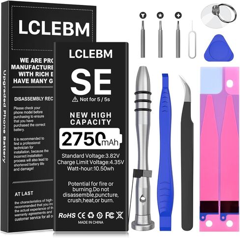 LCLEBM 2750mah Battery for iPhone SE 2016 1st Generation, High Capacity Li-ion Polymer Replacement Battery for iPhone SE with Repair Tools for iPhone SE First Generation in Kuwait