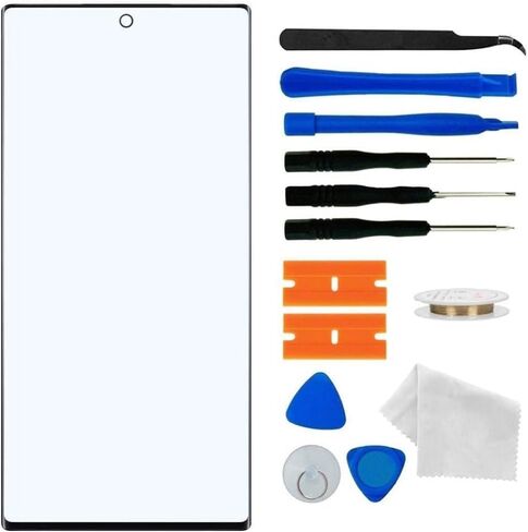 استبدال شاشة Galaxy S23 Ultra الأصلية، طقم إصلاح بديل للشاشة الزجاجية للعدسة الخارجية الأمامية لسلسلة Samsung Galaxy S23 Ultra (6.8 بوصة - أسود) in Saudi Arabia