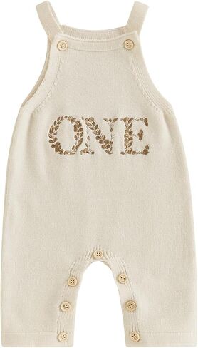 Newborn Baby Boy Girl Birthday Clothes Knitted Embroidery One Two Letter Romper Jumpsuit Cake Smash Bodysuit Outfit in Saudi Arabia