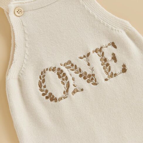 Newborn Baby Boy Girl Birthday Clothes Knitted Embroidery One Two Letter Romper Jumpsuit Cake Smash Bodysuit Outfit in Saudi Arabia