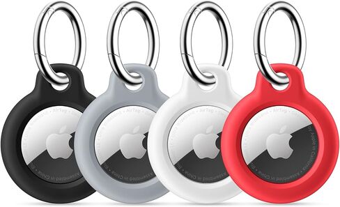 Maledan Air Tags-4 Pack Holder Keychain, PC GPS Case Key Ring for Apple AirTags, Key Chain Accessories for Apple Item Finder Tracker, Waterproof Itag Cover for Pet Dog Cat, Black/Blue/Red/Lavender in Saudi Arabia