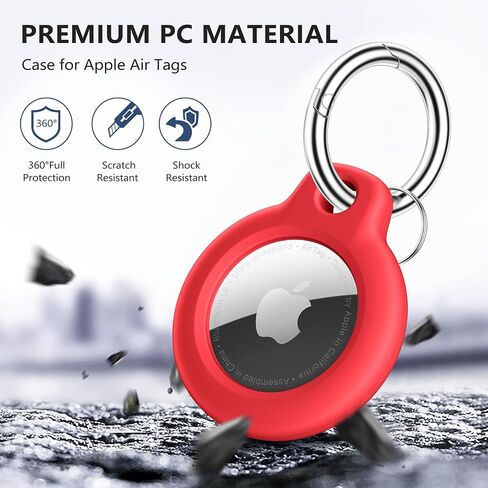 Maledan Air Tags-4 Pack Holder Keychain, PC GPS Case Key Ring for Apple AirTags, Key Chain Accessories for Apple Item Finder Tracker, Waterproof Itag Cover for Pet Dog Cat, Black/Blue/Red/Lavender in Saudi Arabia
