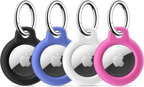 Maledan Air Tag-4 Pack Keychain Keychain، PC GPS Case Key Ring for Apple AirTags، ملحقات سلسلة المفاتيح لمتعقب مكتشف العناصر Apple، غطاء Itag مقاوم للماء للقطط الأليفة، أسود/أزرق/أحمر/لافندر in Kuwait