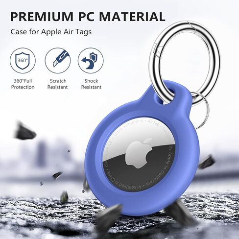 Maledan Air Tag-4 Pack Keychain Keychain، PC GPS Case Key Ring for Apple AirTags، ملحقات سلسلة المفاتيح لمتعقب مكتشف العناصر Apple، غطاء Itag مقاوم للماء للقطط الأليفة، أسود/أزرق/أحمر/لافندر in Kuwait