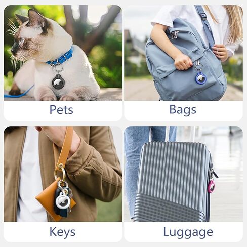 Maledan Air Tag-4 Pack Keychain Keychain، PC GPS Case Key Ring for Apple AirTags، ملحقات سلسلة المفاتيح لمتعقب مكتشف العناصر Apple، غطاء Itag مقاوم للماء للقطط الأليفة، أسود/أزرق/أحمر/لافندر in Kuwait