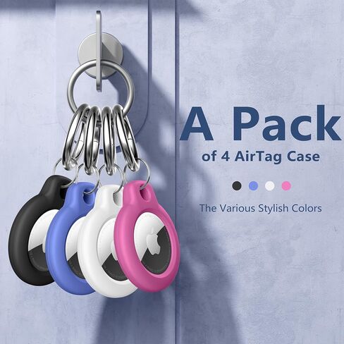Maledan Air Tag-4 Pack Keychain Keychain، PC GPS Case Key Ring for Apple AirTags، ملحقات سلسلة المفاتيح لمتعقب مكتشف العناصر Apple، غطاء Itag مقاوم للماء للقطط الأليفة، أسود/أزرق/أحمر/لافندر in Kuwait