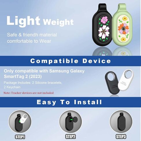 [2 Pack] for Samsung Galaxy SmartTag2 Case, Smart Tag2 Case Soft Silicone All-Round Protection & Waterproof for Samsung Smart Tag 2 with Key Ring, for Keys, Wallet, Luggage, Pets (Black+Blue) in Saudi Arabia
