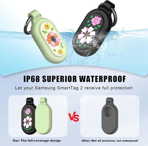 [2 Pack] for Samsung Galaxy SmartTag2 Case, Smart Tag2 Case Soft Silicone All-Round Protection & Waterproof for Samsung Smart Tag 2 with Key Ring, for Keys, Wallet, Luggage, Pets (Black+Blue) in Saudi Arabia
