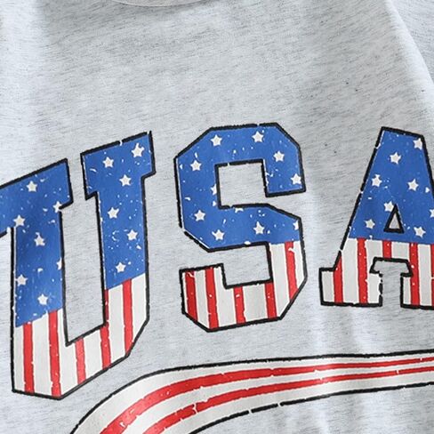 4th of July Baby Boy Girl Outfits USA Letter Print Short Sleeve Romper American Flag Clothes in Saudi Arabia