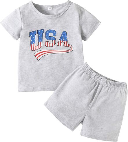 4th of July Baby Boy Girl Outfits USA Letter Print Short Sleeve Romper American Flag Clothes in Saudi Arabia
