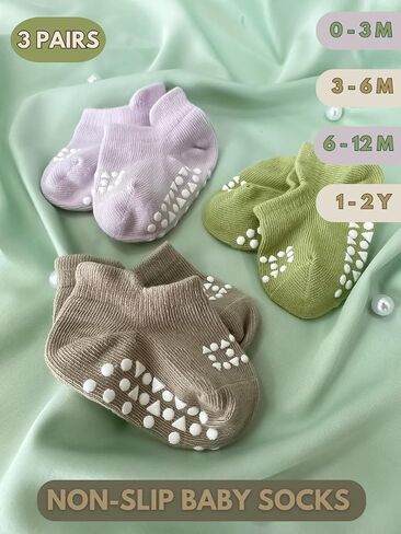 Anti Slip Low Cut Socks With Grips For Babies Infant Toddlers Kids Boys And Girls, Non Skid Ankle Socks in Saudi Arabia