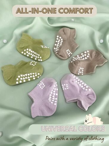 Anti Slip Low Cut Socks With Grips For Babies Infant Toddlers Kids Boys And Girls, Non Skid Ankle Socks in Saudi Arabia