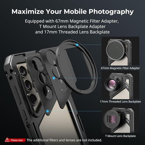 SmallRig for Samsung Galaxy S24 Ultra Phone Cage (QR Design) with 67mm Filter Adapter, T Mount Lens Backplate, 17mm Lens Backplate, Mobile Video Rig for S24 Ultra for Moment T Series Lenses-4601 in Saudi Arabia