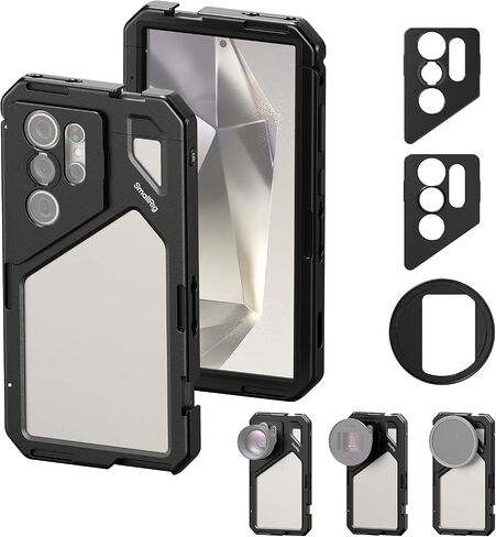 SmallRig for Samsung Galaxy S24 Ultra Phone Cage (QR Design) with 67mm Filter Adapter, T Mount Lens Backplate, 17mm Lens Backplate, Mobile Video Rig for S24 Ultra for Moment T Series Lenses-4601 in Saudi Arabia