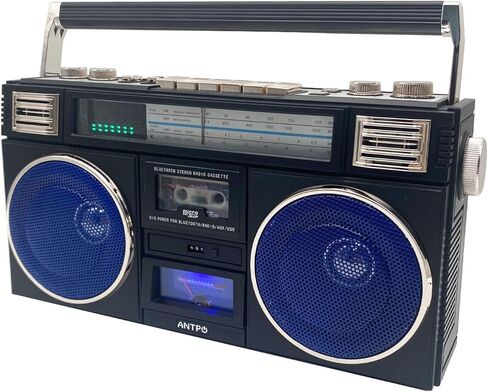 Retro Cassette Boombox، مشغل بلوتوث 5.1، مسجل كلاسيكي على طراز الثمانينيات، يدعم USB/Micro SD/AUX، راديو AM/FM، مكبرات صوت مزدوجة 30 وات، بطارية مدمجة بقوة 12000 مللي أمبير في الساعة in Kuwait