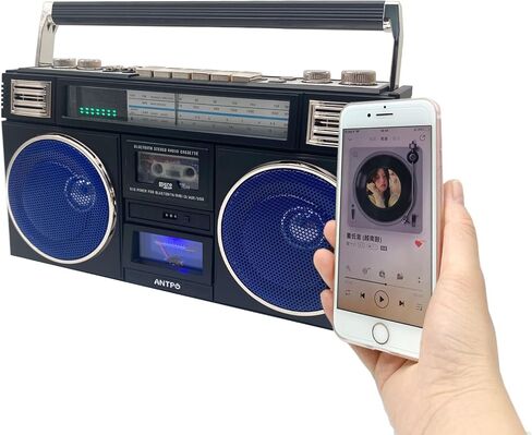 Retro Cassette Boombox، مشغل بلوتوث 5.1، مسجل كلاسيكي على طراز الثمانينيات، يدعم USB/Micro SD/AUX، راديو AM/FM، مكبرات صوت مزدوجة 30 وات، بطارية مدمجة بقوة 12000 مللي أمبير في الساعة in Kuwait