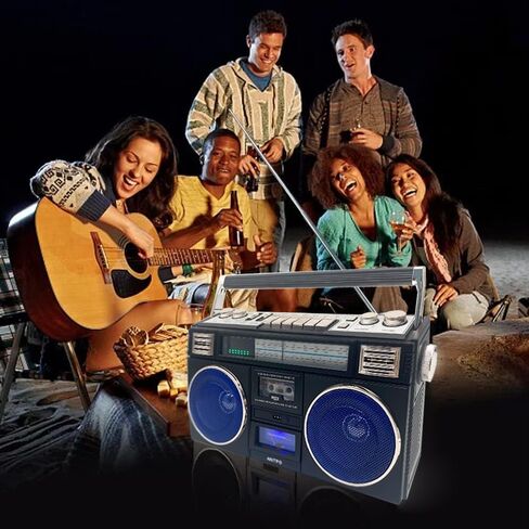 Retro Cassette Boombox، مشغل بلوتوث 5.1، مسجل كلاسيكي على طراز الثمانينيات، يدعم USB/Micro SD/AUX، راديو AM/FM، مكبرات صوت مزدوجة 30 وات، بطارية مدمجة بقوة 12000 مللي أمبير في الساعة in Kuwait
