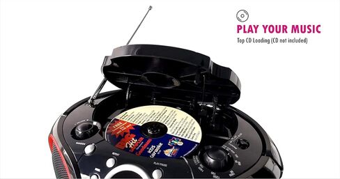 SINGING WOOD Portable CD Player AM FM Analog Tuning Radio with Aux Line in, Headphone Jack, Foldable Carrying Handle (Black with a Touch of Red Rims) (Renewed) in Saudi Arabia