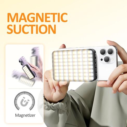 128 LED MagSafe Phone Light, Selfie Light, 2000Mah Rechargeable Clip Video Light, Adjustable 3 Light Modes, for Phone, Camera, Laptop, iPad, Light for Phone, Selfie, Video Conference, Vlog. in Saudi Arabia