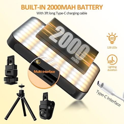 128 LED MagSafe Phone Light, Selfie Light, 2000Mah Rechargeable Clip Video Light, Adjustable 3 Light Modes, for Phone, Camera, Laptop, iPad, Light for Phone, Selfie, Video Conference, Vlog. in Saudi Arabia