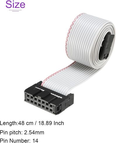 DMiotech 14Pin Type-B طويل 48 سم 2.54 مم IDC سلك رمادي كابل شريط مسطح in Saudi Arabia