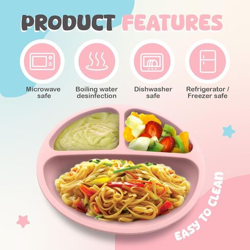 Silicone Baby Feeding Set, Baby Plates and Bowls Set, Suction Plates for Baby, Baby Feeding Essentials, Baby Led Weaning Supplies, Baby Plates with Suction, Baby Utensils, Regular, Dusty Blue in Saudi Arabia