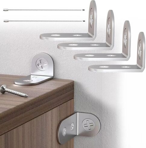 Furniture Anchors for Baby Proofing,Used for Wall Anchors for Furniture,Anti Tip Furniture Anchors Secure 600 lbs Bookcase Dresser to Wall,Durable and Safe Child Baby Proofing Kit 4 Pack Bracket in Saudi Arabia