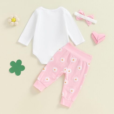 Newborn Baby Girl Clothes Coming Home Outfit Letter Print Romper Bodysuit Daisy Floral Pant Fall Hospital Outfit in Saudi Arabia